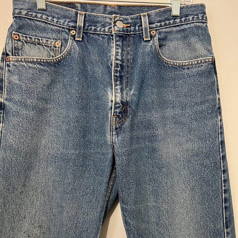 Levi's 505 Regular Fit Straight Leg Workwear Blue Denim Jeans | Men's Size 34X34 - Picture 3 of 13